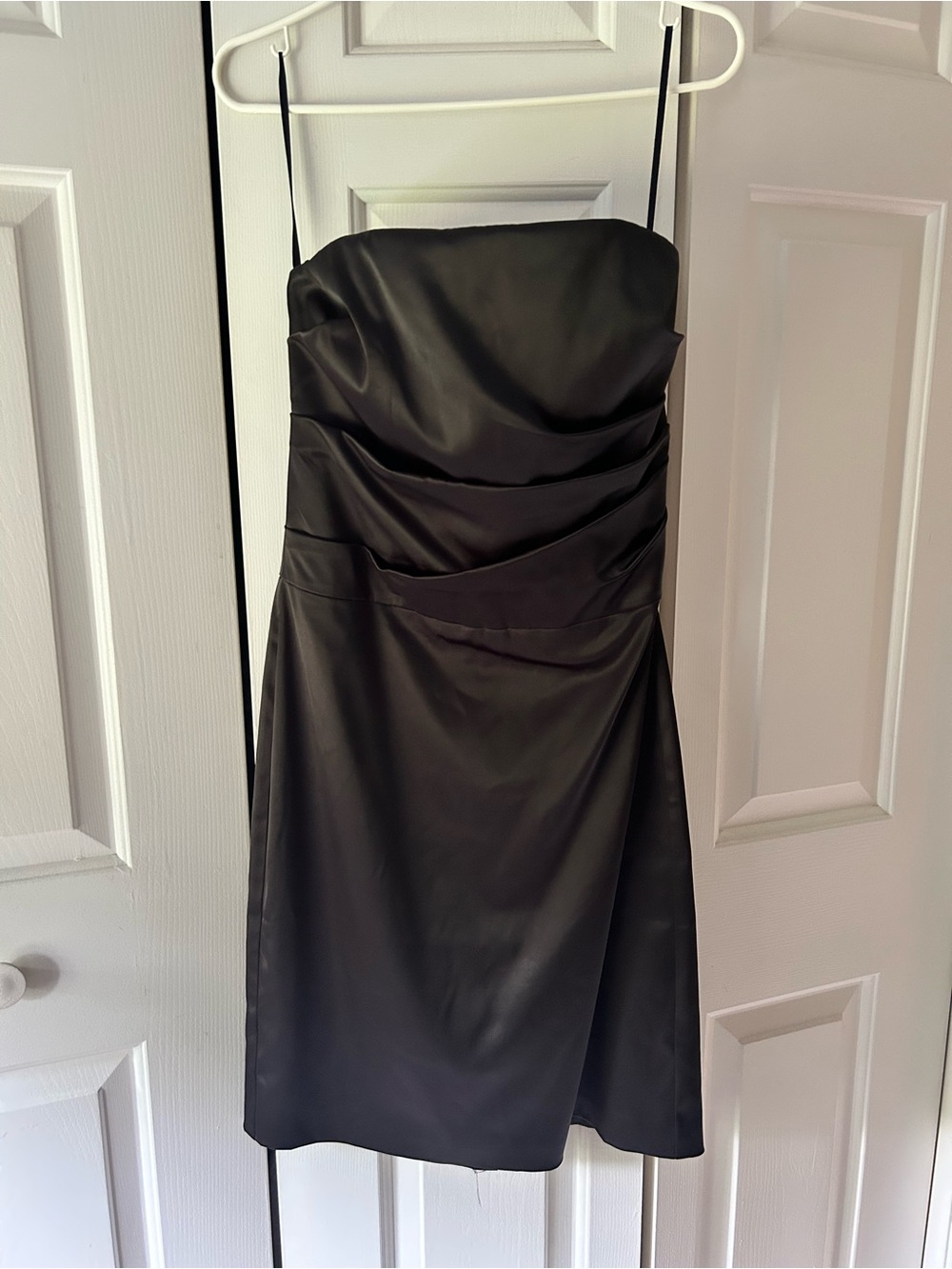 White House Black Market Black Strapless Satin Cocktail Dress